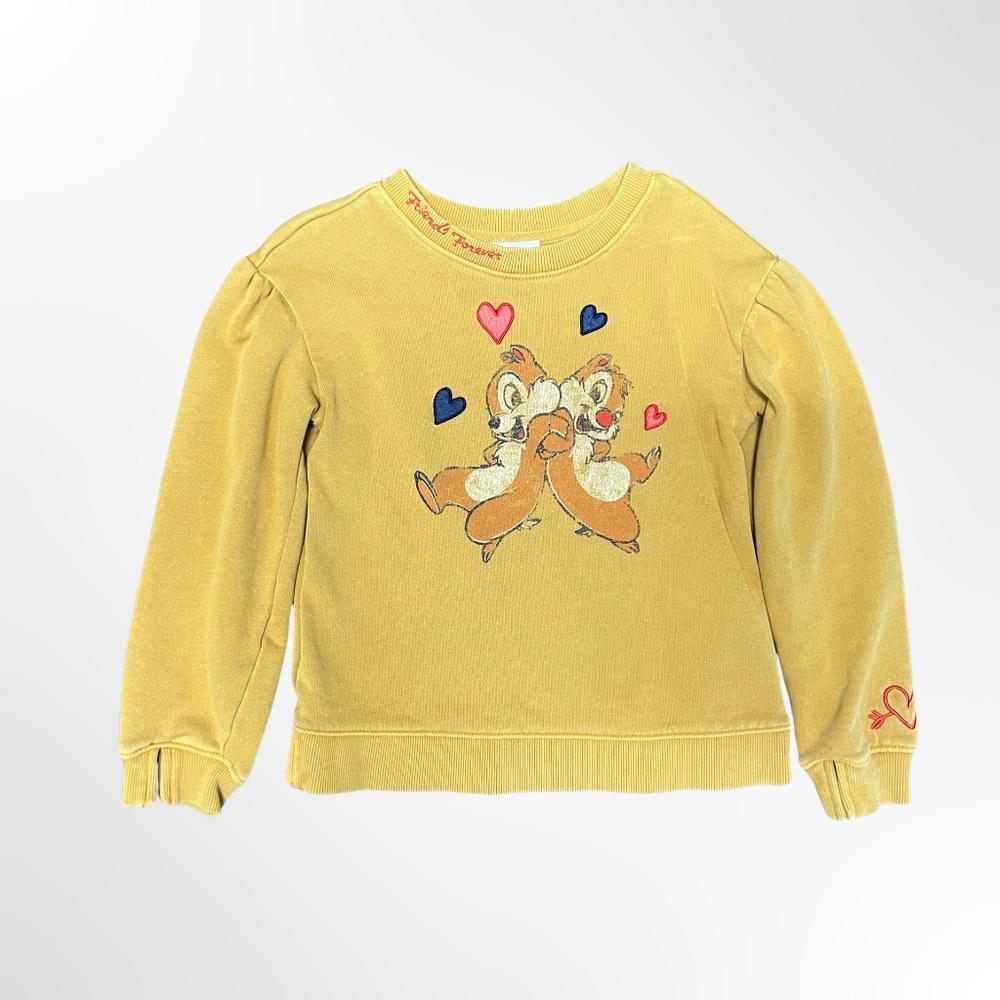 DISNEY | CHIP ’N DALE FRIENDS FOREVER PULLOVER | GOLD | HEARTS | GIRL | SIZE 5/6